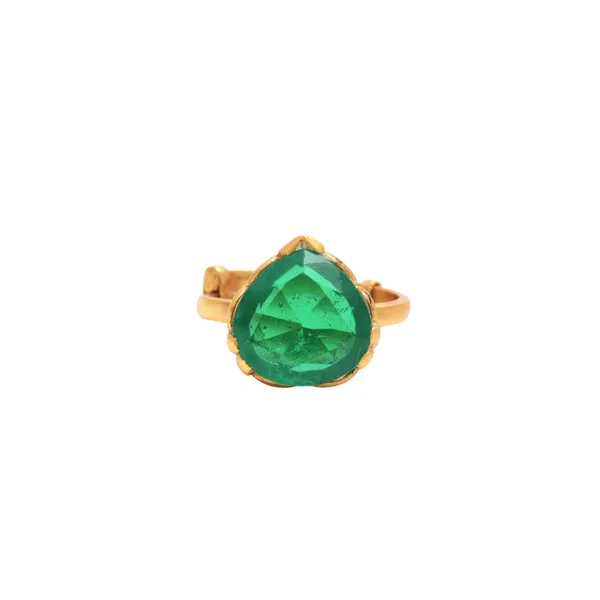 928_Sterling_Silver_|_Adjustable_Gold_Plated_Ring_|_Green_Gemstone