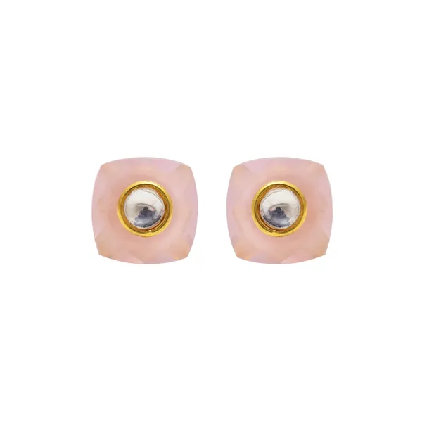 925_Sterling_Quartz_And_Polki_Studs_For_Women_Gold