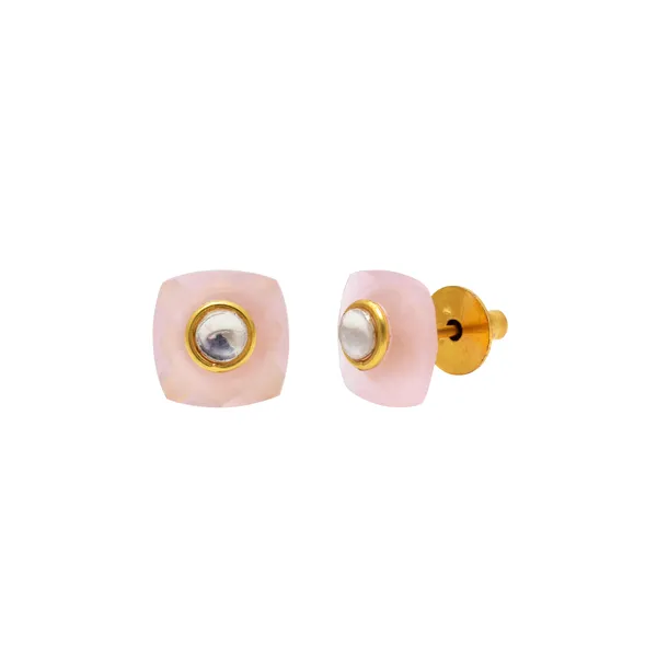 925_Sterling_Quartz_And_Polki_Studs_For_Women_Gold