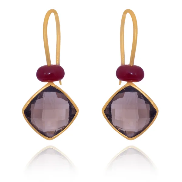 925_Sterling_Silver_|_Gold_Plated_Stud_|_Brown_Gemstones