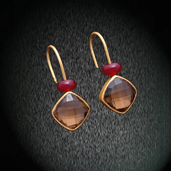 925_Sterling_Silver_|_Gold_Plated_Stud_|_Brown_Gemstones