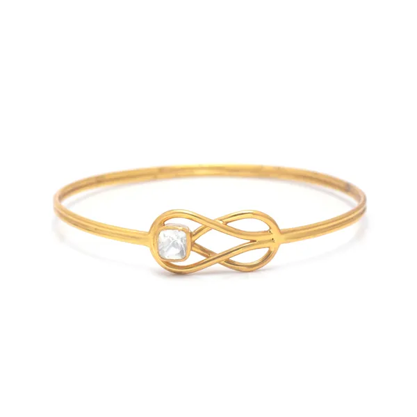 925_Sterling_Silver_|_Mossanite_Polki_Bangle_|_Gold_Plated_White_Gemstone