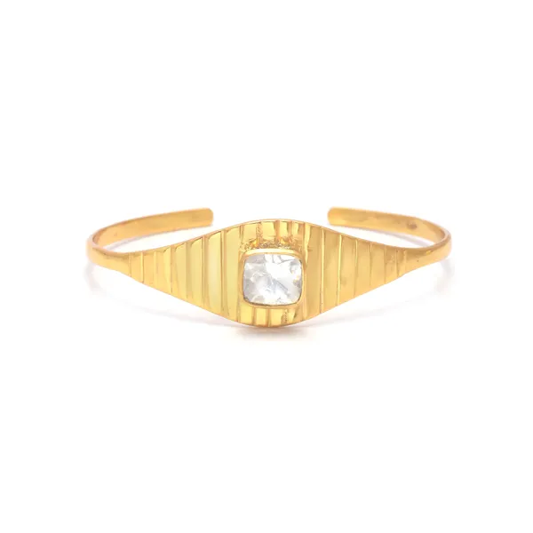 925_Sterling_Silver_|_Mossanite_Polki_Bangles_|_Gold_Plated_&_White_Gemstone