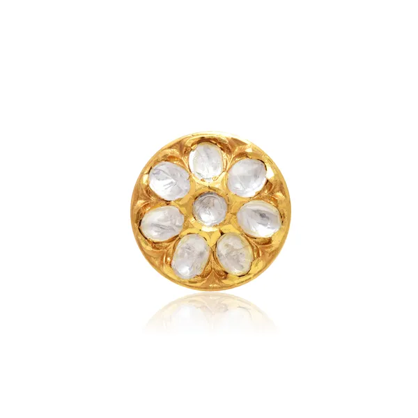 925_Sterling_Silver_|_Polki_And_Pearl_Studded_Ring_|_Gold_Plated