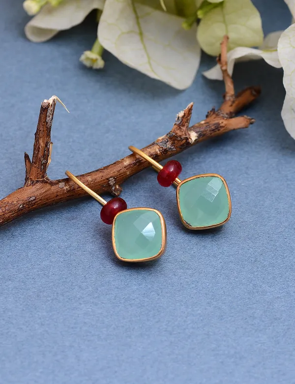 925_Sterling_Silver_|_Gold_Plated_Stud_|_Green_Gemstones