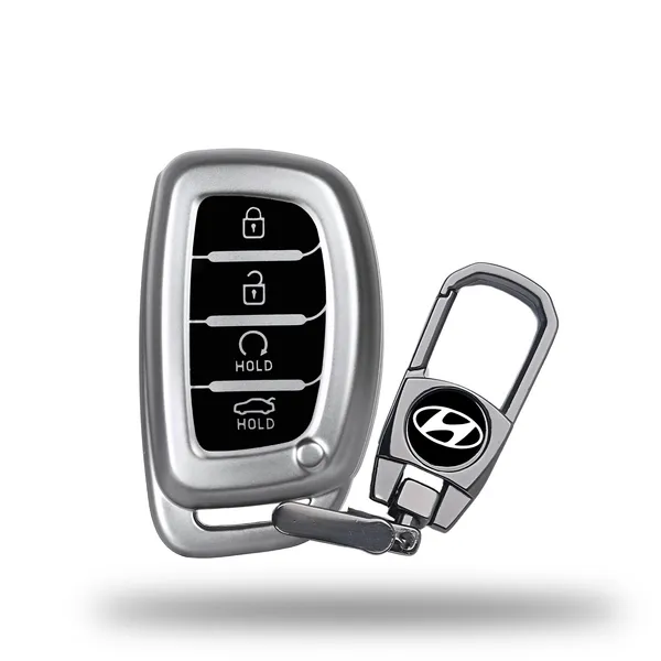 Grey_Tpu_Key_Cover_And_Metal_Keychain_Compatible_For_Hyundai_Alcazar_And_Creta_2021_2022_&_2023_Car_4_Button_Smart_Key