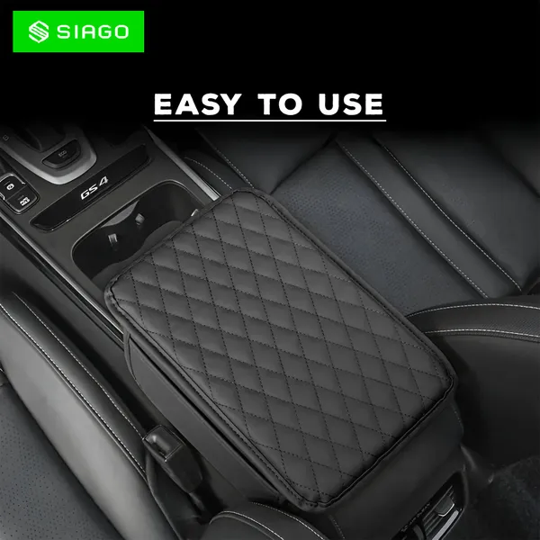 SIAGO_SIA144_Car_Armrest_Cover_Cushion_with_2_Storage_Bags_-_Soft,_Comfortable,_Non-Slip_Protector_for_Vehicle_Center_Console_-_Waterproof,_Durable,_and_Stylish_(Black)