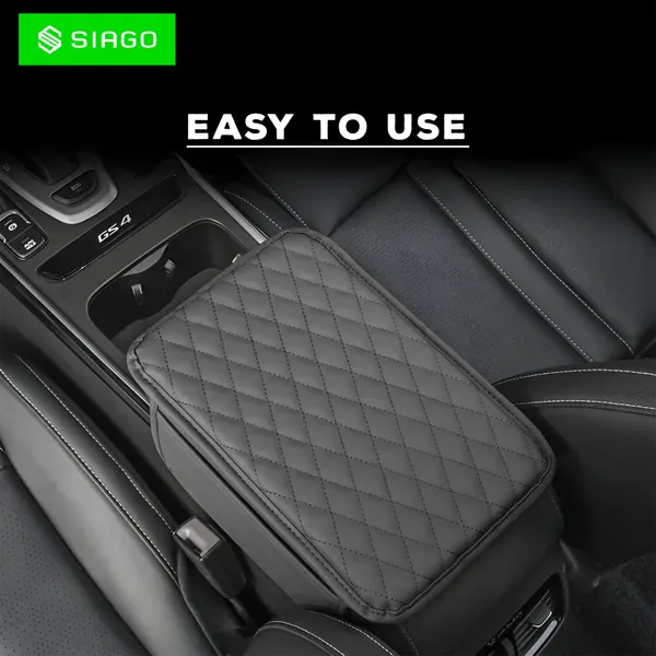 SIAGO_SIA144_Car_Armrest_Cover_Cushion_with_2_Storage_Bags_-_Soft,_Comfortable,_Non-Slip_Protector_for_Vehicle_Center_Console_-_Waterproof,_Durable,_and_Stylish_(Grey)