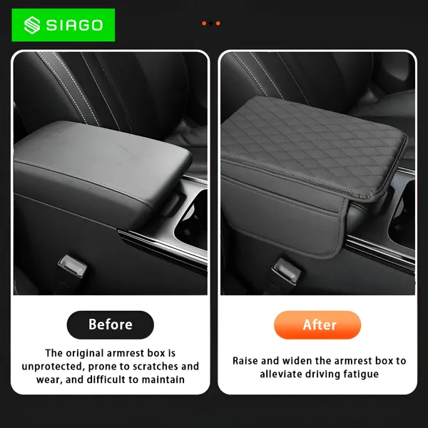 SIAGO_SIA144_Car_Armrest_Cover_Cushion_with_2_Storage_Bags_-_Soft,_Comfortable,_Non-Slip_Protector_for_Vehicle_Center_Console_-_Waterproof,_Durable,_and_Stylish_(Grey)