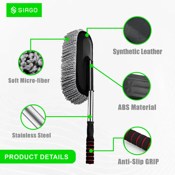 SIAGO_SIA154_Car_Duster_with_Extendable_Long_Handle_degree_Scratch-Free_Microfiber_Car_Cleaning_Tool_for_Exterior_Shine