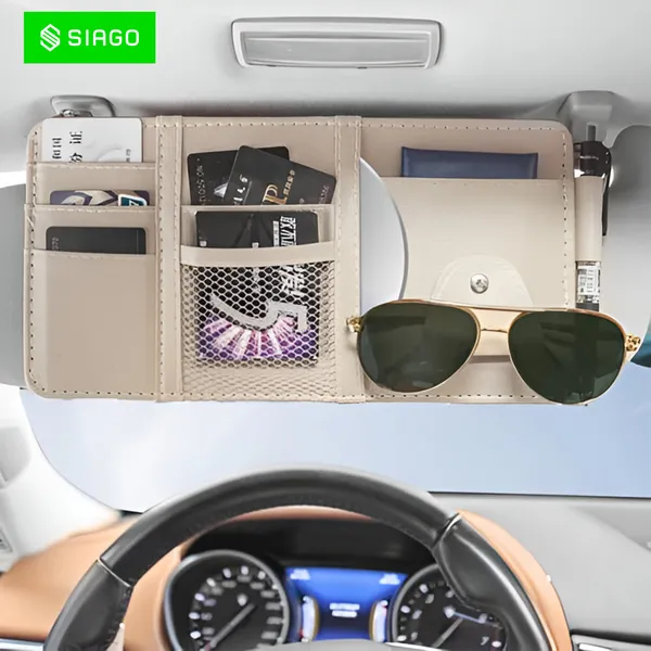 SIAGO_Car_Sun_Visor_Organizer_degree_Premium_Quality_&_Stylish_Storage_Solution_(Beige)