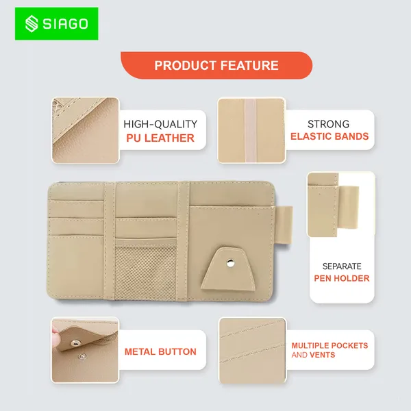 SIAGO_Car_Sun_Visor_Organizer_degree_Premium_Quality_&_Stylish_Storage_Solution_(Beige)