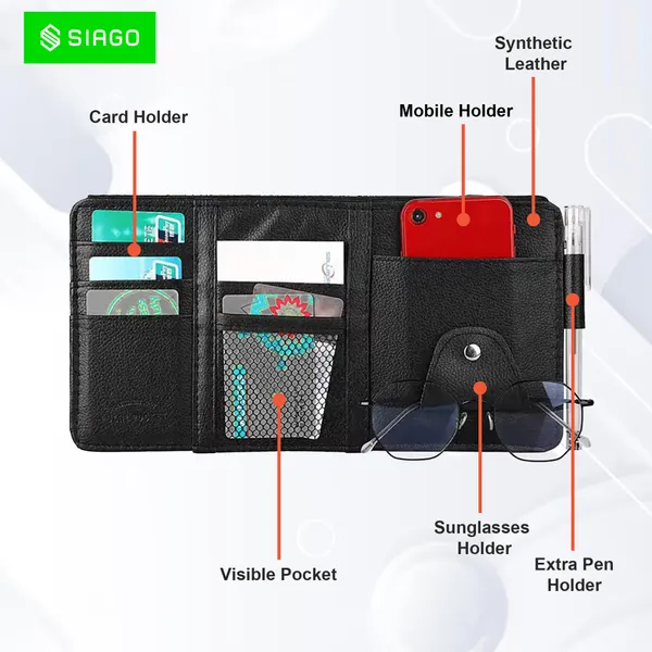SIAGO_Car_Sun_Visor_Organizer_degree_Premium_Quality_&_Stylish_Storage_Solution_(Black)