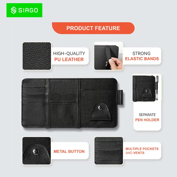 SIAGO_Car_Sun_Visor_Organizer_degree_Premium_Quality_&_Stylish_Storage_Solution_(Black)