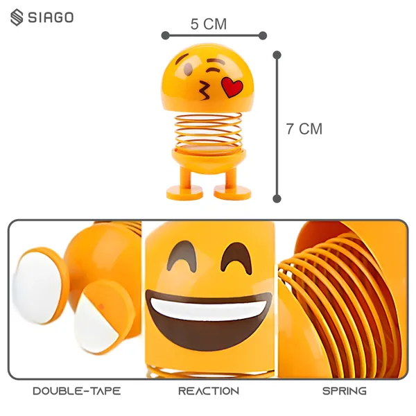 SIAGO_SIA127_Spring_Cute_Smiley_Doll_Car_Ornament_-_Interior_Dashboard_Decor_with_Bounce_Feature_(Yellow)_(Pack_of_6)