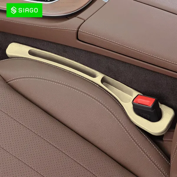 SIAGO_SIA126_Car_Seat_Side_Gap_Filler_degreeSlot_for_Storing_Phone,_Cards_&_Coins_degree_Prevents_Items_from_Dropping_degree_Universal_Fit_for_Car_(Beige)