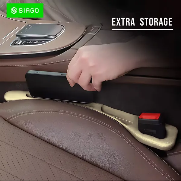 SIAGO_SIA126_Car_Seat_Side_Gap_Filler_degreeSlot_for_Storing_Phone,_Cards_&_Coins_degree_Prevents_Items_from_Dropping_degree_Universal_Fit_for_Car_(Beige)