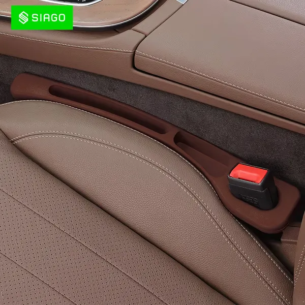 SIAGO_SIA126_Car_Seat_Side_Gap_Filler_degreeSlot_for_Storing_Phone,_Cards_&_Coins_degree_Prevents_Items_from_Dropping_degree_Universal_Fit_for_Car_(Brown)