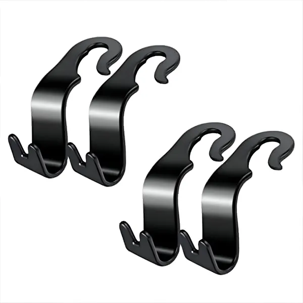 SIAGO_SIA19_Universal_Car_Backseat_Headrest_Hooks_-_Durable_Black_Organizers_for_Handbags,_Grocery_Bags,_and_More_(Pack_of_4)