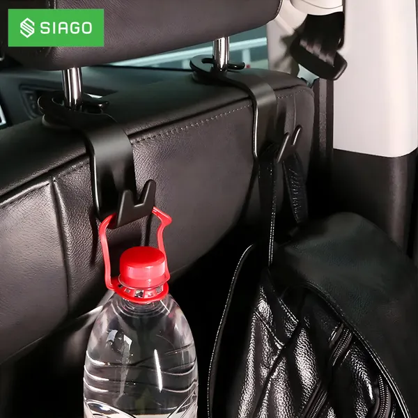 SIAGO_SIA19_Universal_Car_Backseat_Headrest_Hooks_-_Durable_Black_Organizers_for_Handbags,_Grocery_Bags,_and_More_(Pack_of_4)