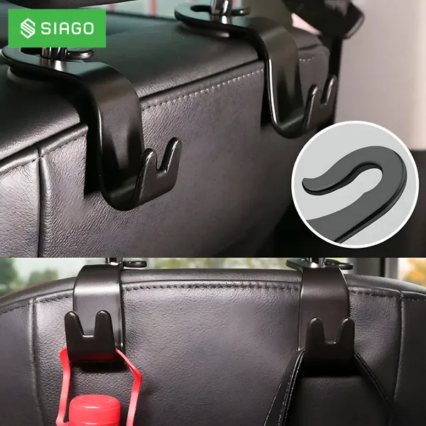 SIAGO_SIA19_Universal_Car_Backseat_Headrest_Hooks_-_Durable_Black_Organizers_for_Handbags,_Grocery_Bags,_and_More_(Pack_of_4)