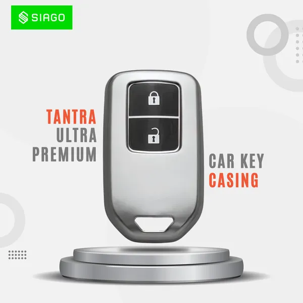 Grey_Tpu_Key_Cover_And_Metal_Keychain_Compatible_For_Honda_Brv_|_Wrv_|_Crv_|_Jazz_|_City_2_Button_Smart_Key