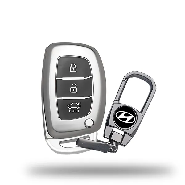 Grey_Tpu_Key_Cover_And_Metal_Keychain_Compatible_For_Hyundai_Aura_Elantra_I.10_Grand_Nios_I.20_Elite_Verna_4S_Creta_I.10_Grand_I.20_Activa_Tucson_Xcent_3_Button_Smart_Key