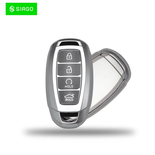 Grey_Tpu_Key_Cover_And_Metal_Keychain_Compatible_For_Hyundai_Verna_2023_Car_4_Button_Smart_Key