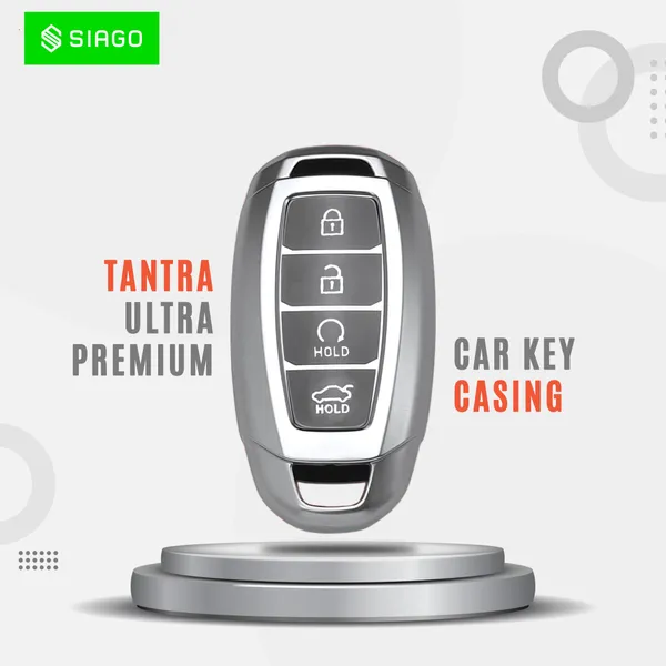 Grey_Tpu_Key_Cover_And_Metal_Keychain_Compatible_For_Hyundai_Verna_2023_Car_4_Button_Smart_Key