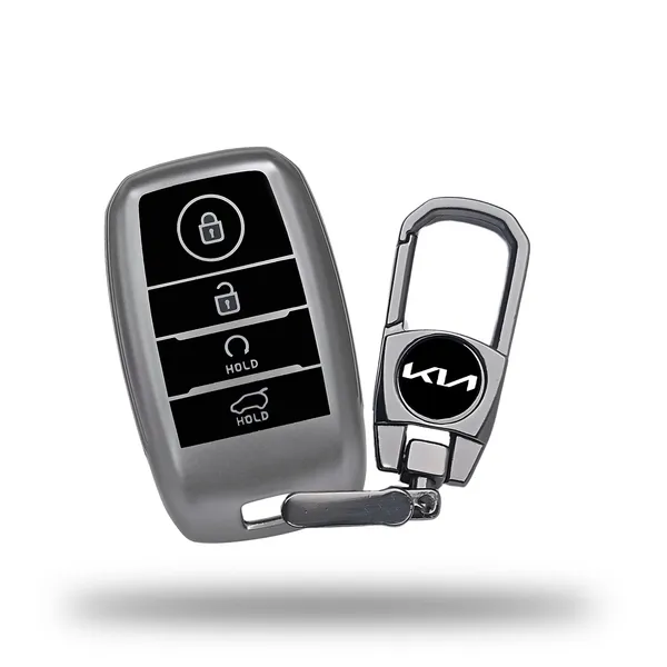 Grey_Tpu_Key_Cover_And_Metal_Keychain_Compatible_With_Kia_Seltos,_Sonet,_Carens,_Carnival_4_Button_Smart_Key_(Hold_Button_Down)