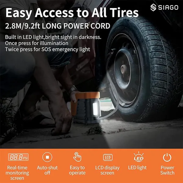 Orange_Sia339_Tire_Inflator_Portable_Air_Compressor,_12V_Dc_150Psi_Tire_Pump_With_Digital_Pressure_Gauge_And_Led_Light,_Auto_Shut_Off