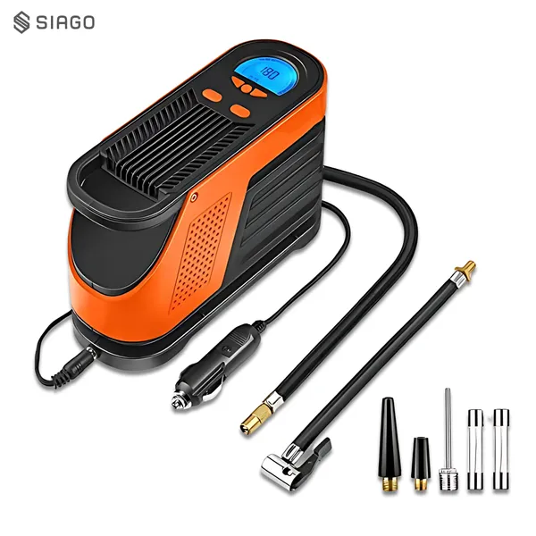 Orange_Sia339_Tire_Inflator_Portable_Air_Compressor,_12V_Dc_150Psi_Tire_Pump_With_Digital_Pressure_Gauge_And_Led_Light,_Auto_Shut_Off