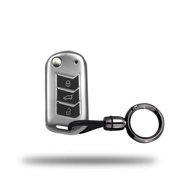 Multicolor_Tpu_Key_Cover_And_Round_Keychain_Compatible_For_Mahindra_Scorpio_2019+|_Bolero_2020+_Xuv_300_|_Marazzo_|_Xuv_700_|_Xuv_400_Ev_|_Bolero_|_Thar_2020+_3_Button_Flip_Key