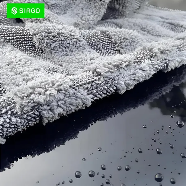 SIAGO_SIA132_Super_Absorbent_Microfiber_Car_Towel_-_1200_GSM,_40x60_cm,_Edgeless_Design_with_Plush_Pile,_Lint-Free,_Grey_Twisted_Loop_Cloth_for_Drying_&_Detailing_(1_Piece)