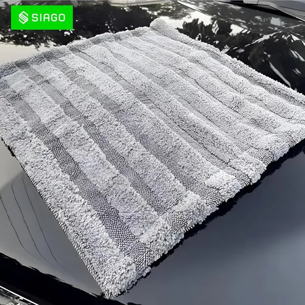 SIAGO_SIA132_Super_Absorbent_Microfiber_Car_Towel_-_1200_GSM,_40x60_cm,_Edgeless_Design_with_Plush_Pile,_Lint-Free,_Grey_Twisted_Loop_Cloth_for_Drying_&_Detailing_(1_Piece)