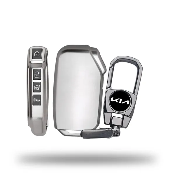 Grey_Tpu_Key_Cover_And_Metal_Keychain_Compatible_For_Kia_Seltos_2023_Facelift_Htx_|_Carens_X_Line_4_Button_Smart_Key