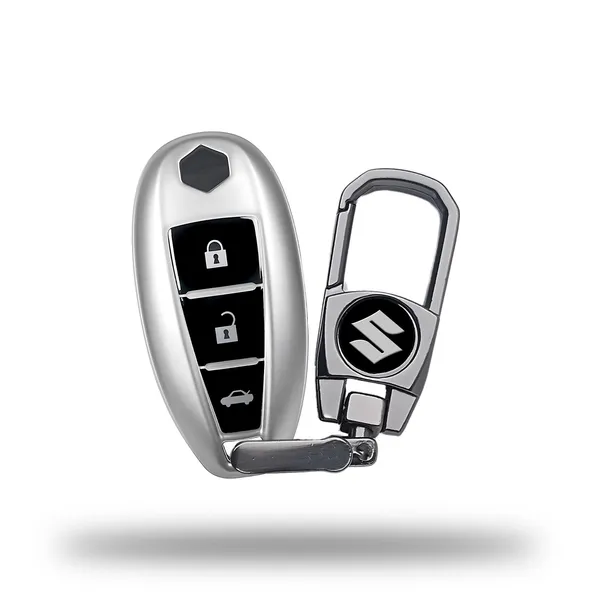 Grey_Tpu_Key_Cover_And_Metal_Keychain_Compatible_For_Maruti_Suzuki_Baleno,_Vitara_Breeza,_S_Cross,_Ciaz,_Swift,_Ignis,_3_Button_Smart_Key_Cover