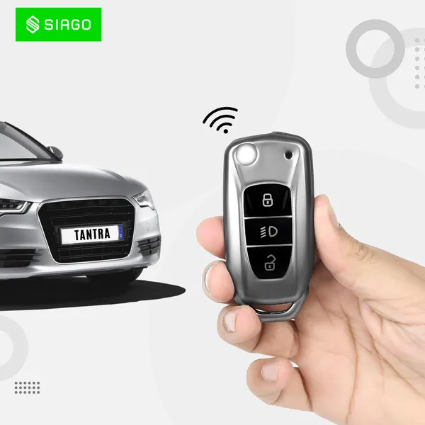Grey_Tpu_Key_Cover_And_Metal_Keychain_Compatible_For_Tata_Nexon_|_Altroz_|_Tiago_|_Punch_|_Harrier_|_Safari_|_Tigor_3_Button_Flip_Key_Cover