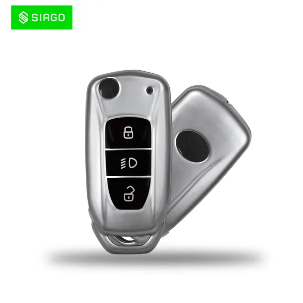 Grey_Tpu_Key_Cover_And_Metal_Keychain_Compatible_For_Tata_Nexon_|_Altroz_|_Tiago_|_Punch_|_Harrier_|_Safari_|_Tigor_3_Button_Flip_Key_Cover