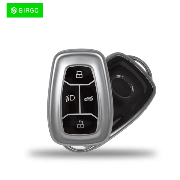 Grey_Tpu_Key_Cover_And_Metal_Keychain_Compatible_For_Tata_Nexon_|_Harrier_|_Safari_|_Altroz_|_Tigor_|_Ev_|_Punch_|_Tiago_Ev_Electric_4_Button_Smart_Key