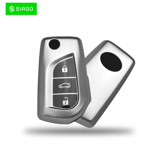 Grey_Tpu_Key_Cover_And_Metal_Keychain_Compatible_For_Toyota_Corolla_|_Altis_|_Innova_Crysta_3_Button_Car_Smart_Key