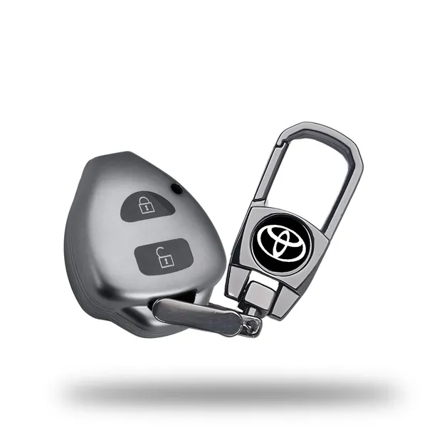 Grey_Tpu_Key_Cover_And_Metal_Keychain_Compatible_With_Innova,_Fortuner_2_Button_Smart_Key