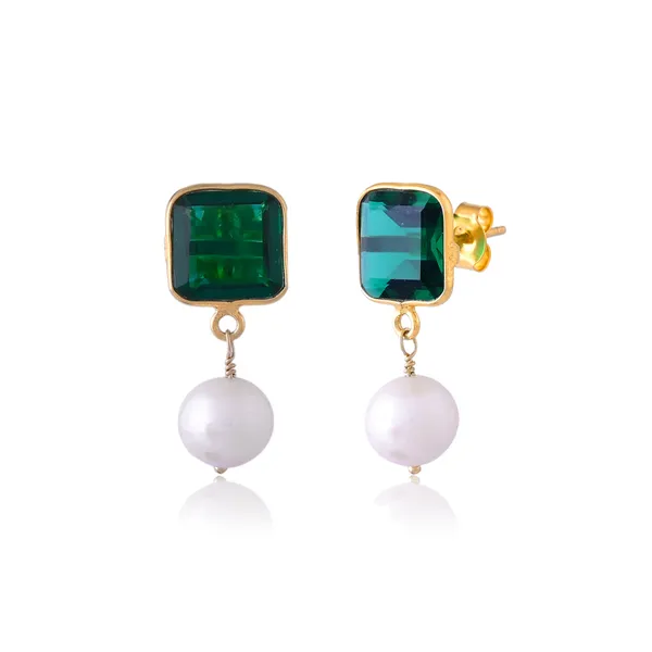 Green_Square_Emerald_Pearl_Earrings_For_Women_&_Girl_|_Light_Weight_Fashion_Jewellery
