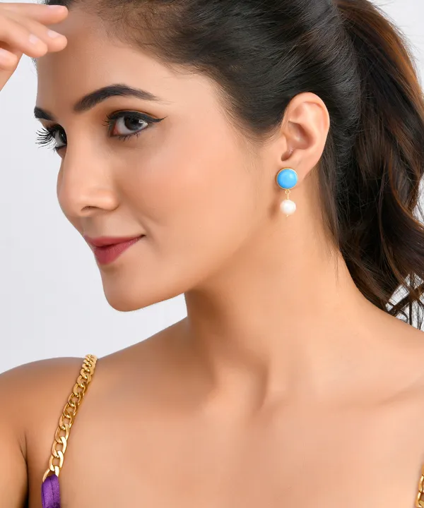 Turquoise_And_Pearl_Earrings_For_Women_&_Girl_|_Light_Weight_Fashion_Jewellery