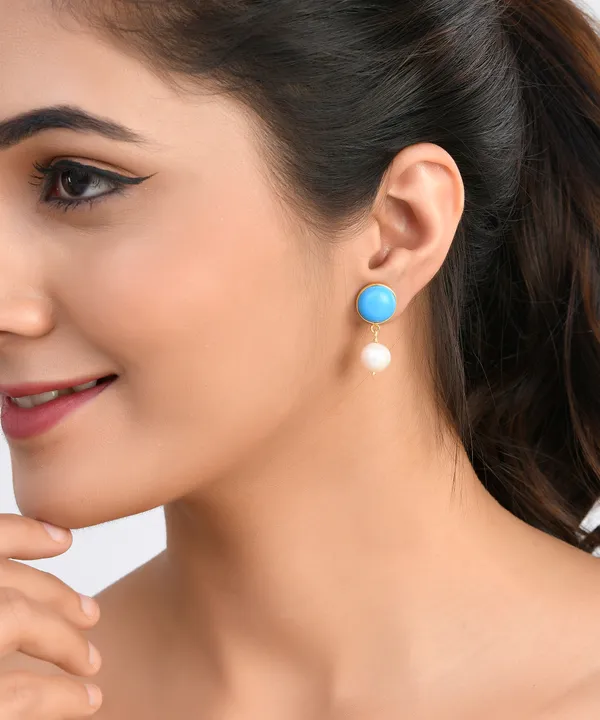 Turquoise_And_Pearl_Earrings_For_Women_&_Girl_|_Light_Weight_Fashion_Jewellery