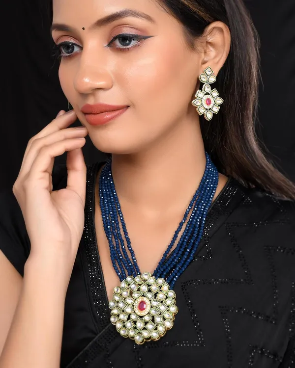 Blue_Crystal_Shine_Beads_Ethnic_Kundan_Polki_Necklace_With_Earring_Set_For_Women_|_Gemstone_Jewellery_Set_For_Women_And_Girls