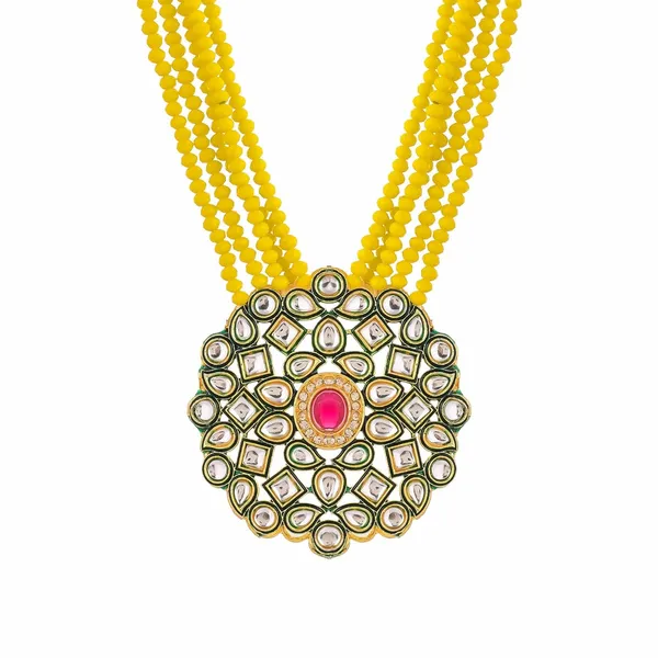 Yellow_Crystal_Shine_Beads_Ethnic_Kundan_Polki_Necklace_With_Earring_Set_For_Women_|_Gemstone_Jewellery_Set_For_Women_And_Girls