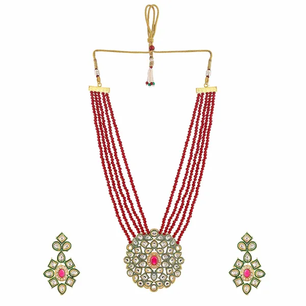 Red_Crystal_Shine_Beads_Ethnic_Kundan_Polki_Necklace_With_Earring_Set_For_Women_|_Gemstone_Jewellery_Set_For_Women_And_Girls