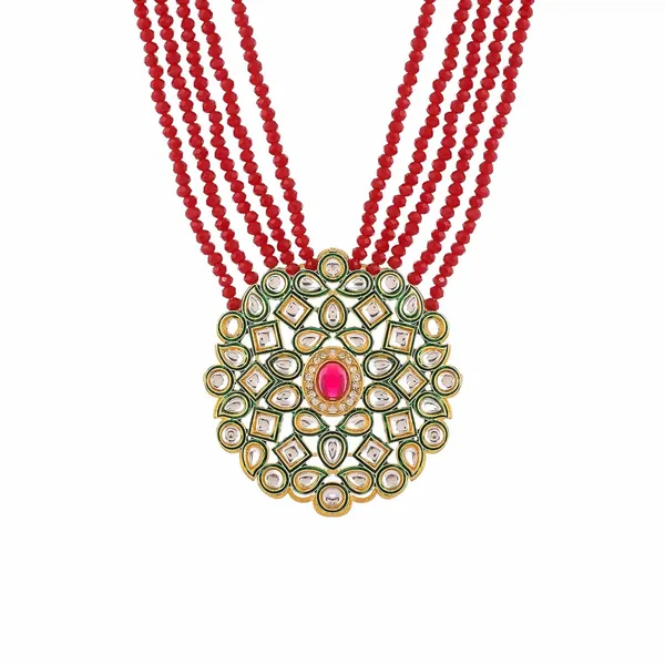 Red_Crystal_Shine_Beads_Ethnic_Kundan_Polki_Necklace_With_Earring_Set_For_Women_|_Gemstone_Jewellery_Set_For_Women_And_Girls