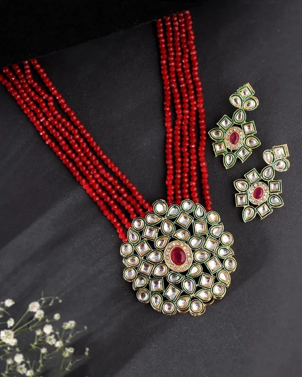 Red_Crystal_Shine_Beads_Ethnic_Kundan_Polki_Necklace_With_Earring_Set_For_Women_|_Gemstone_Jewellery_Set_For_Women_And_Girls